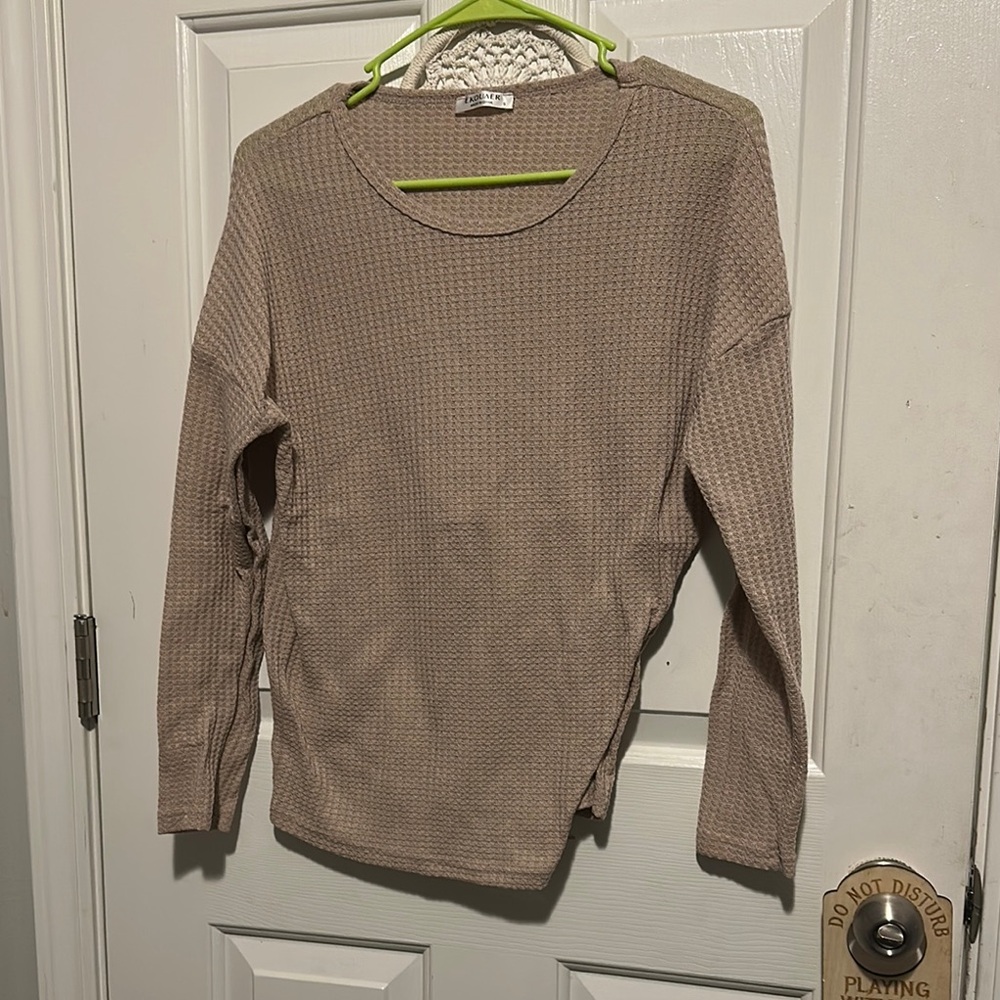 Women's Beige Long Sleeve Top